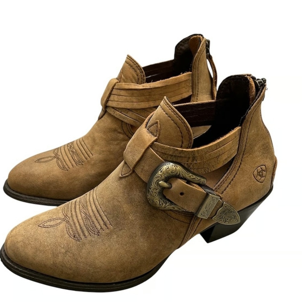 Ariat Women’s Brown Dulce Western Cowgirl Ankle Buckle Boot, Size 9.